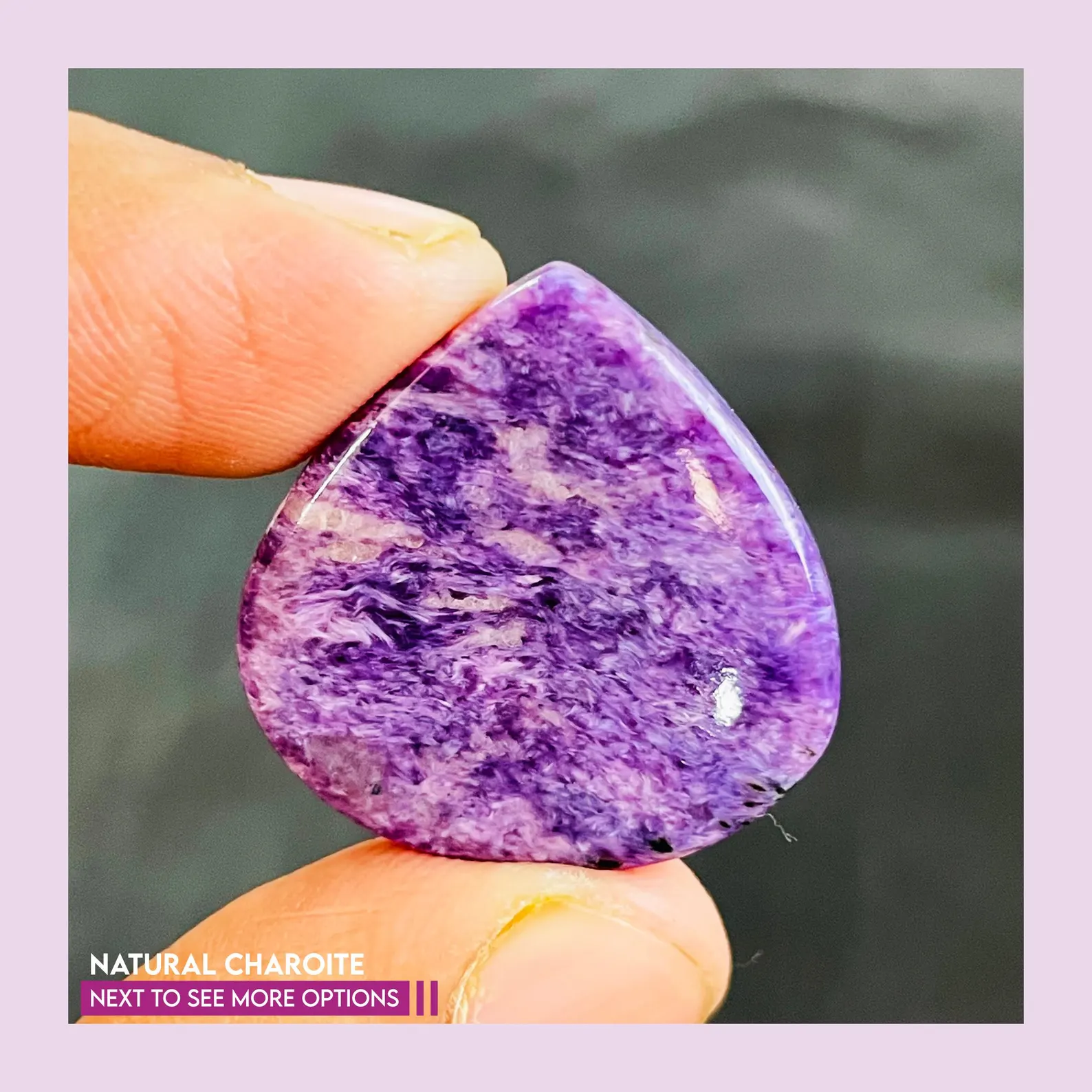 Natural Purple Charoite Cabochon: Designer Pendant Gemstone
