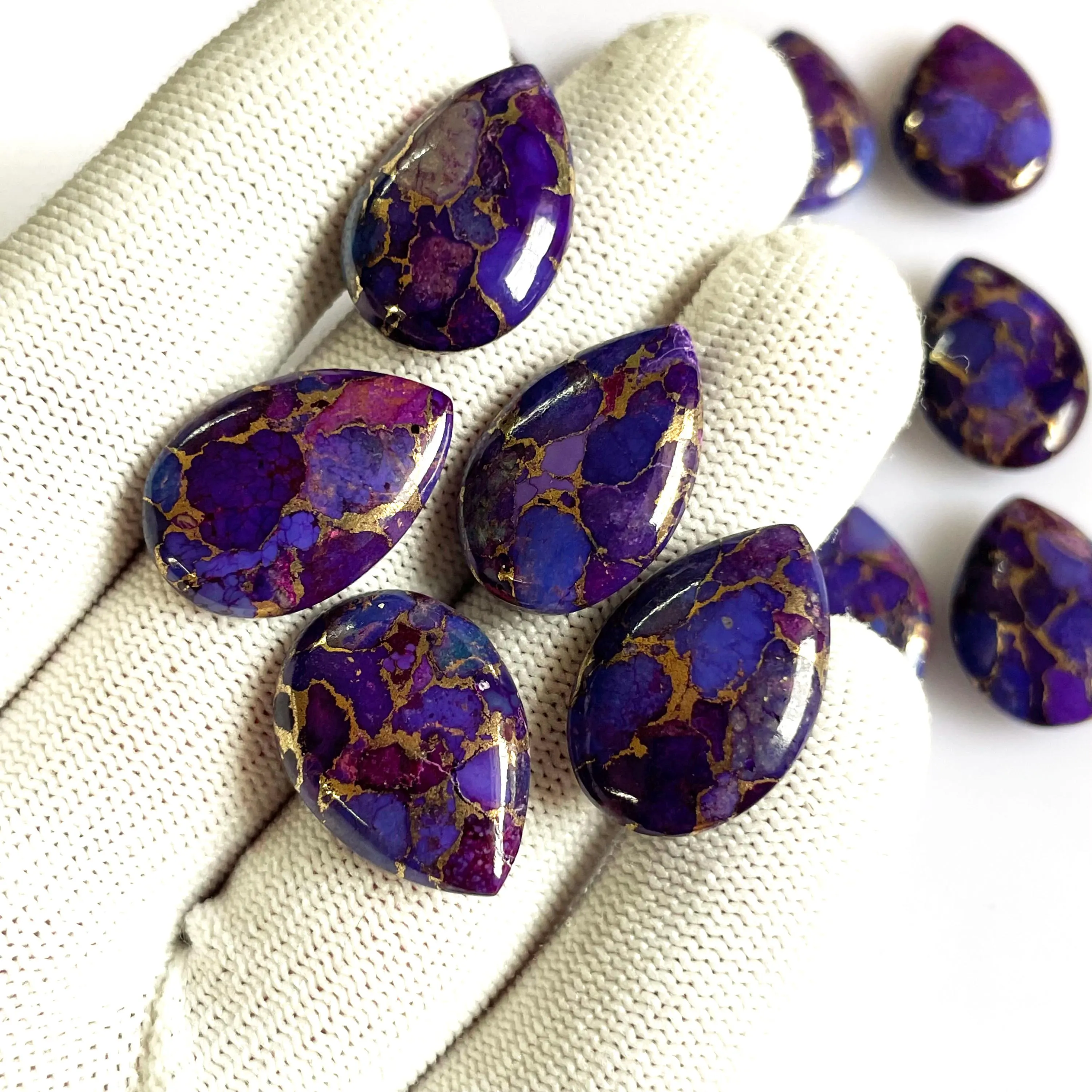 Copper Turquoise Pear Cabochons Gemstone pair for making jewelry