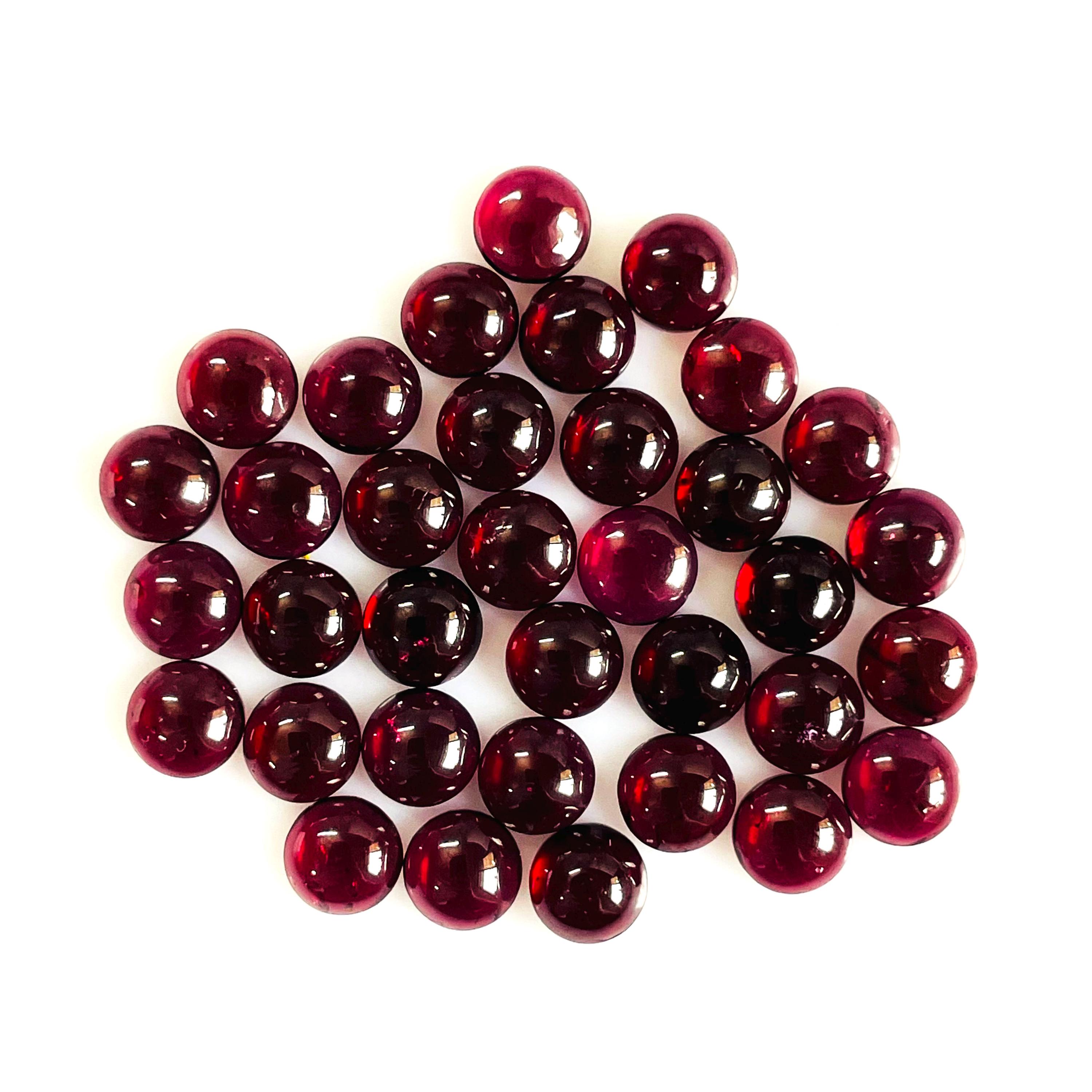 Natural Red Garnet Round Cabochon 7x7mm – Genuine Gemstone for Jewelry Making