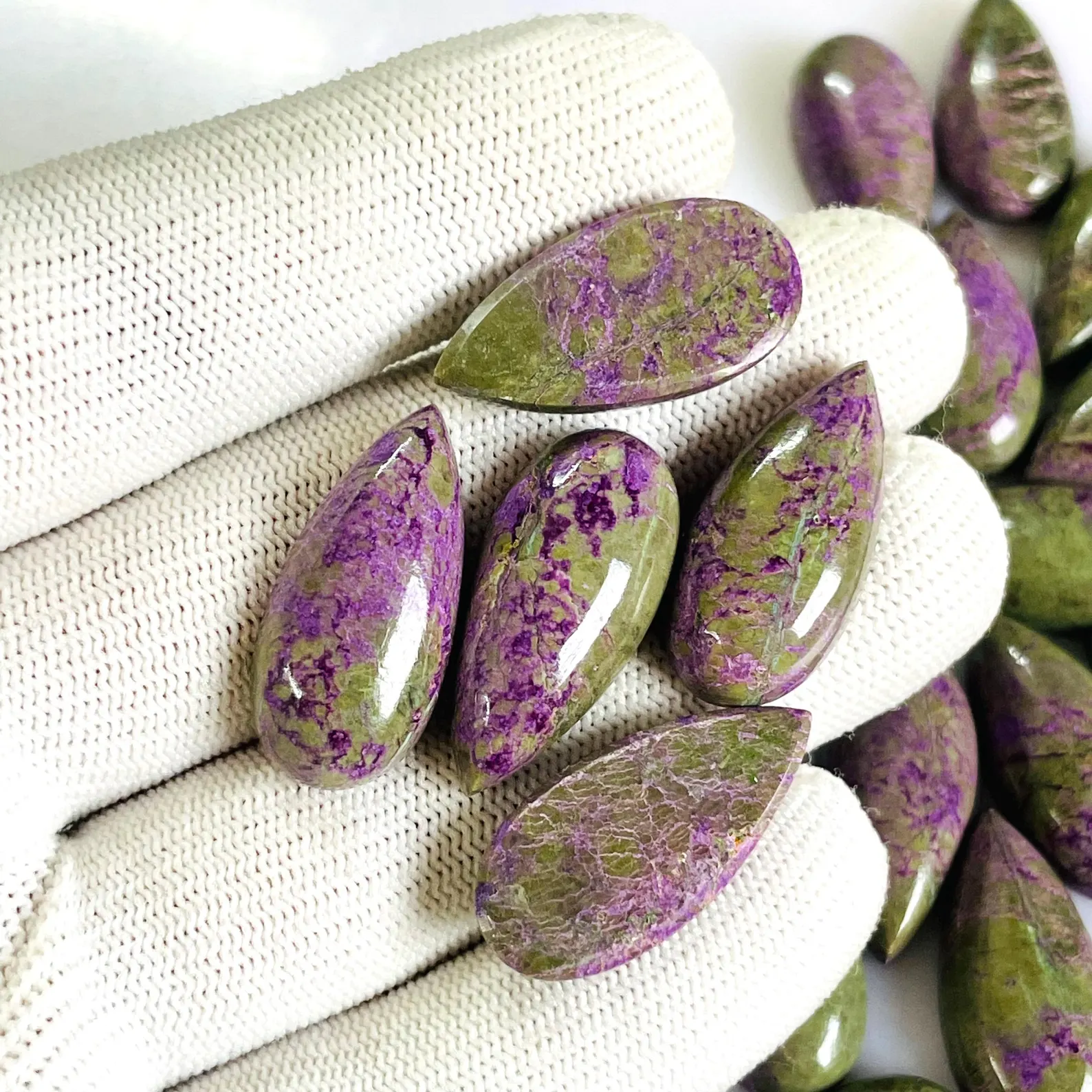 Purple Stichtite Gemstone long Pair – Pear Cut, Ideal for Handmade Jewelry Designs