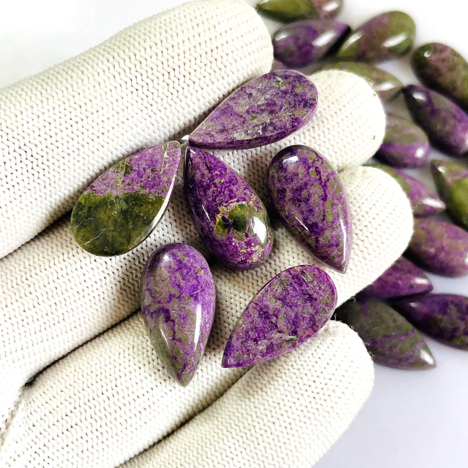 Long Pear Cabochons Purple Gemstone for making gems earring