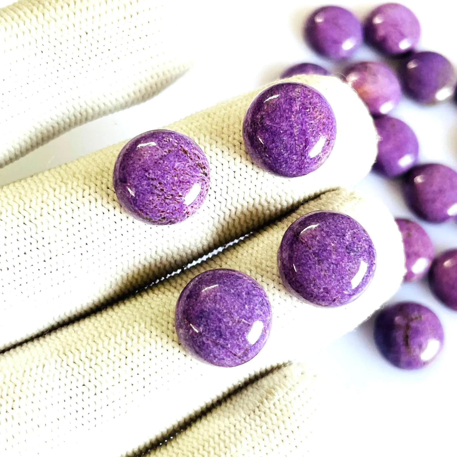 Purple Stichtite Gemstone Pair – Round Cut, Ideal for Handmade Jewelry Designs