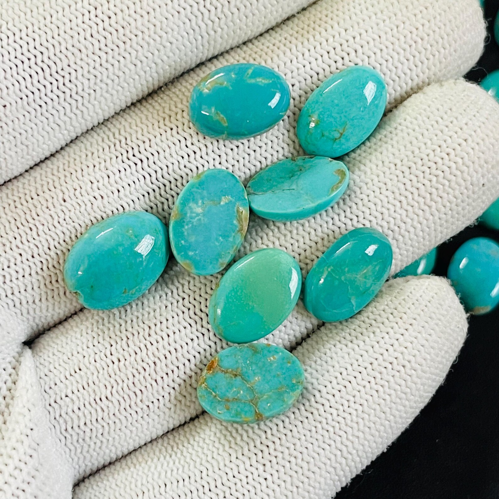 Arizona Turquoise Matched Pair: Oval Cabochon Gemstone (8x12 & 9x13 MM)