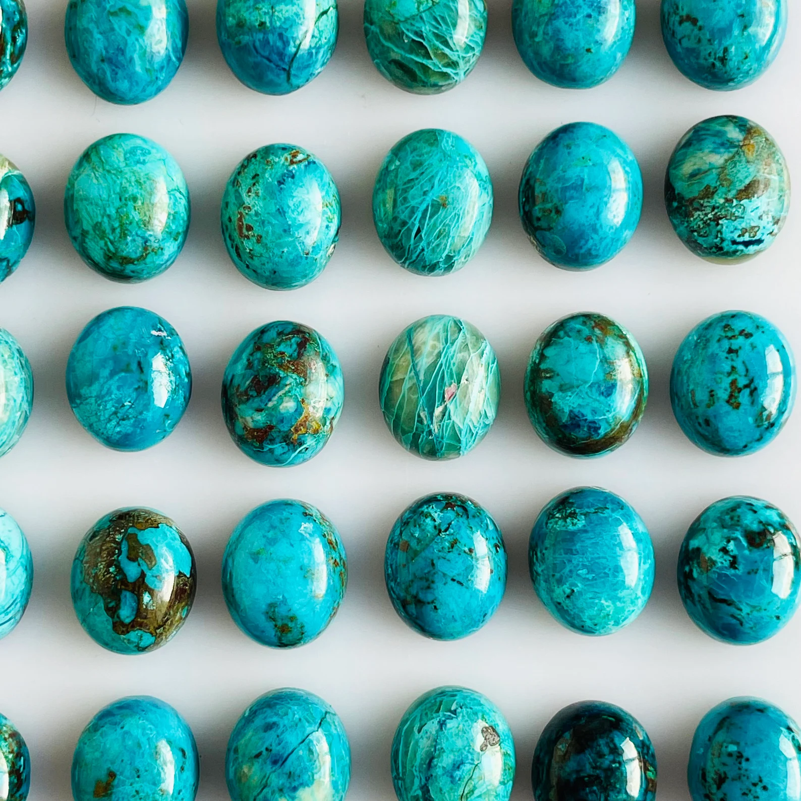 Chrysocolla Malachite Cabochons: 10x12mm Oval Matched Pair