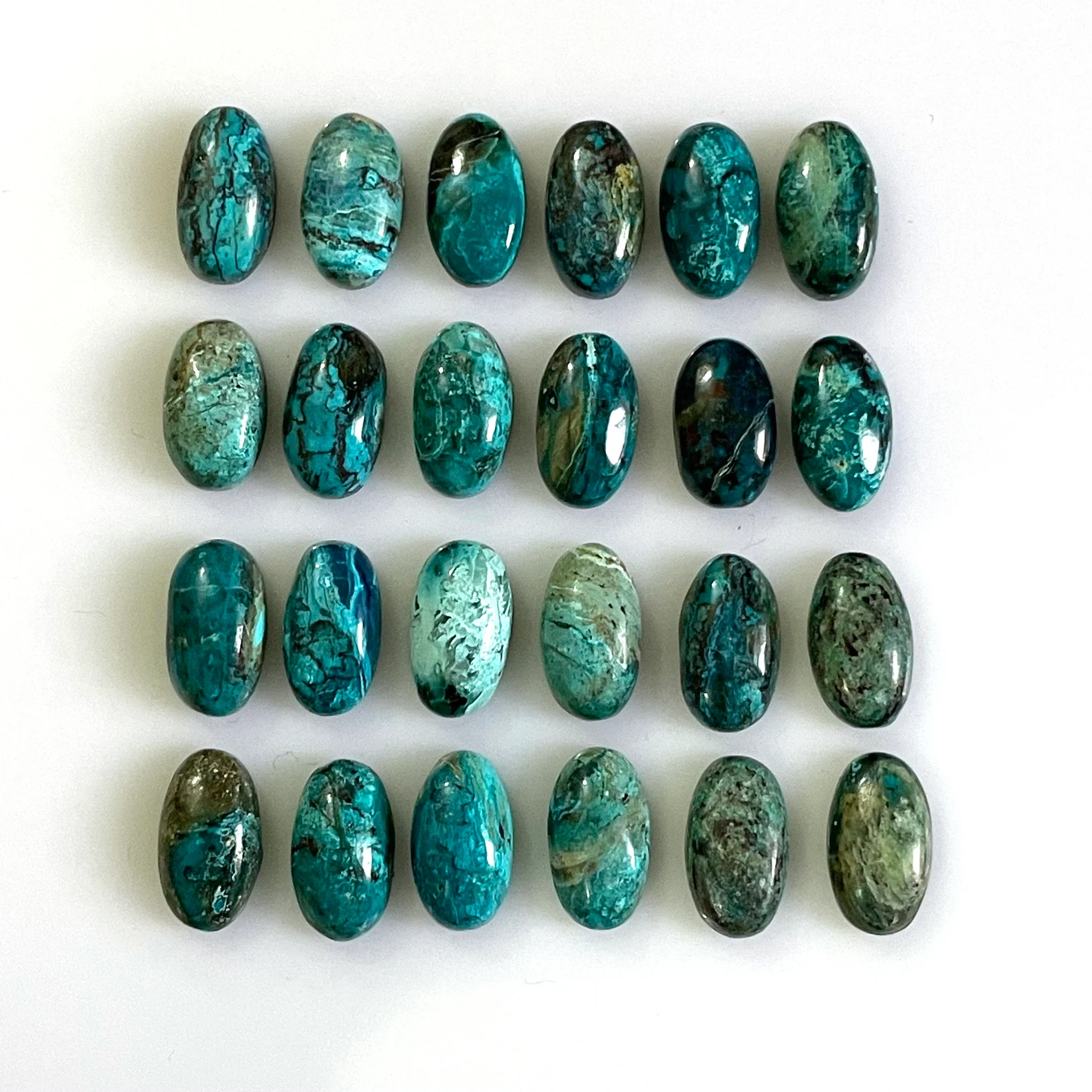 Natural Chrysocolla Gemstone Pair | 8×14mm Matched Oval Cabochons | Loose Chrysocolla Stones for Jewelry Making