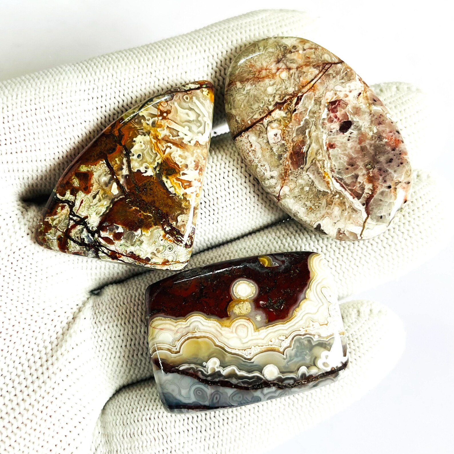 Natural Crazy Lace Agate Cabochon: Mixed Shape Gemstone Pendant