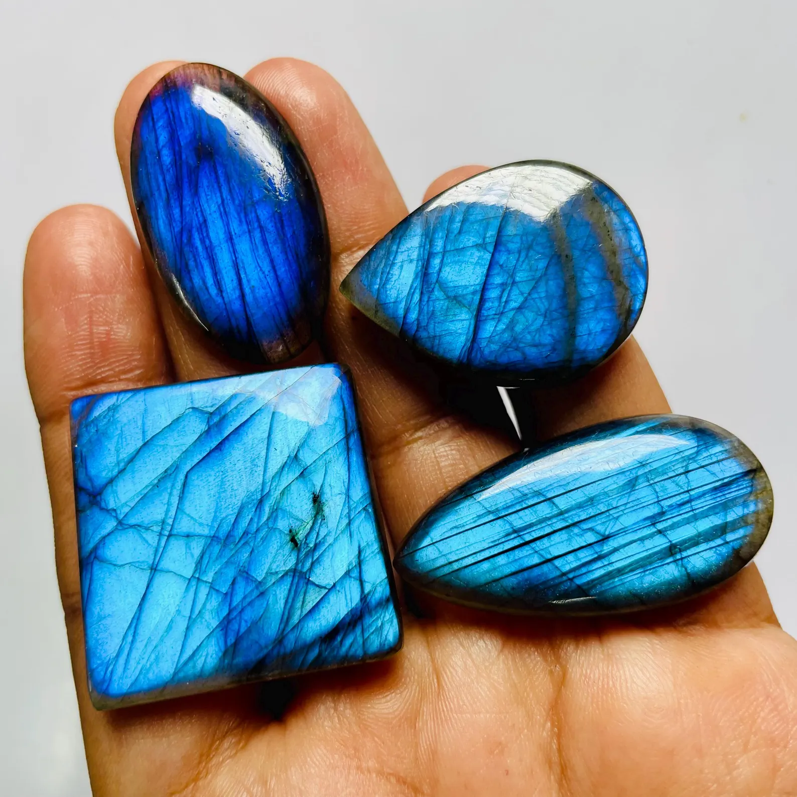 AAA Blue Labradorite Gemstone Cabochons: Handmade Polished Stones
