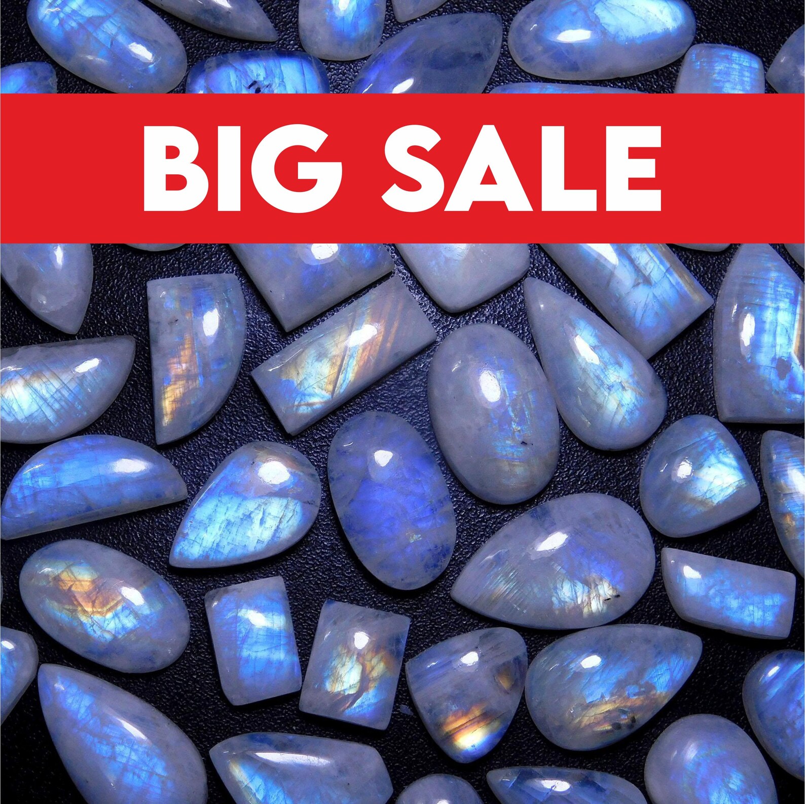Rainbow Moonstone Cabochon Lot: Natural Gemstone Mix (15-25mm)