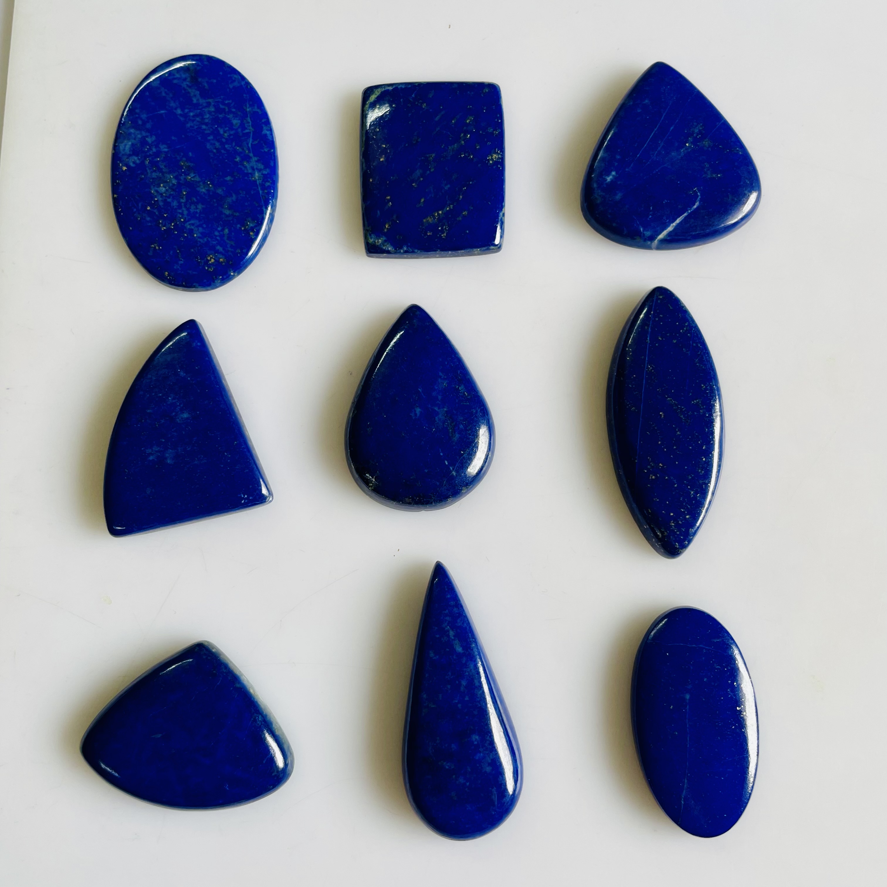 Natural Lapis Lazuli Cabochon, Deep Royal Blue Lapis Lazuli Flat Back Gemstone for Wire Wrapping, Silversmithing & Custom Jewelry