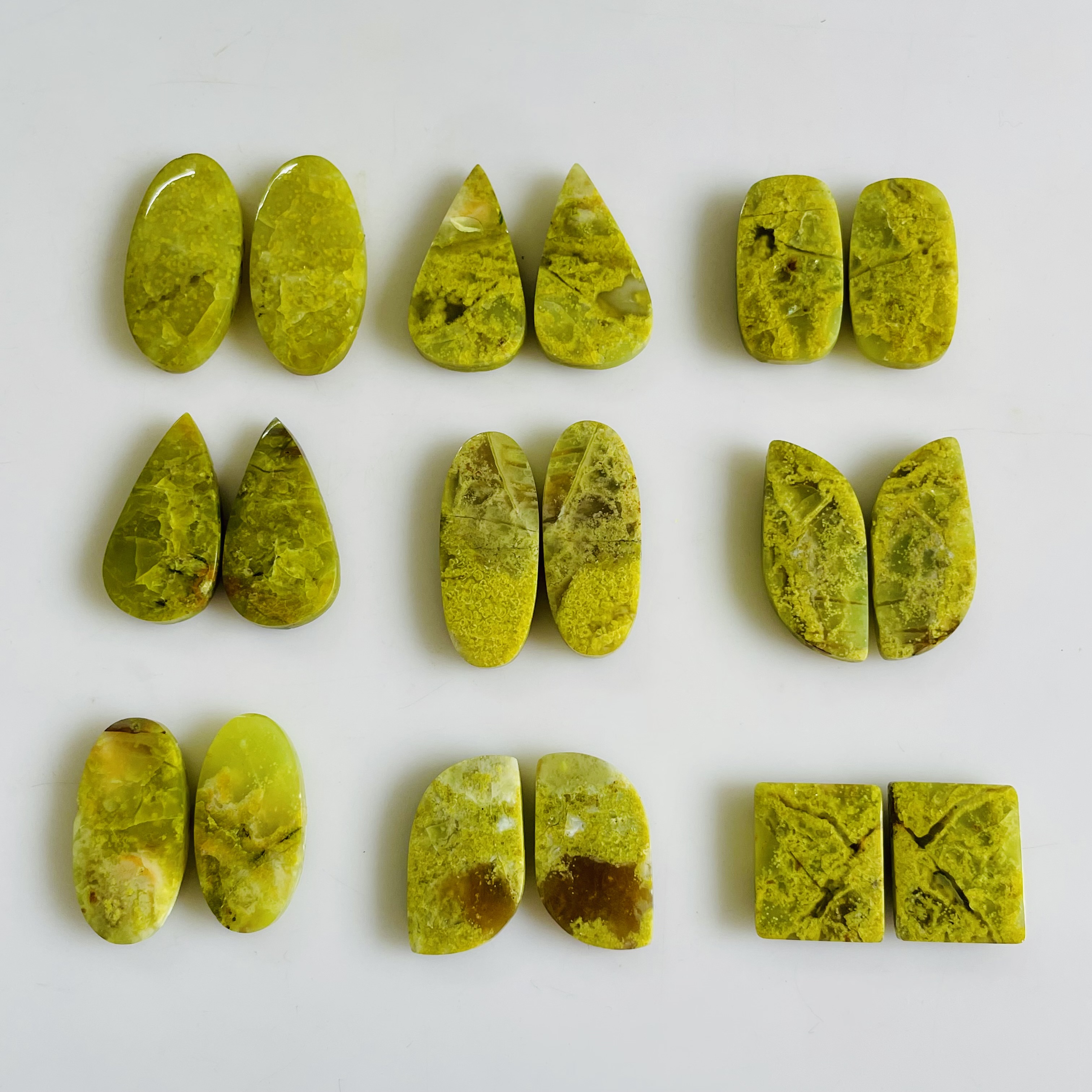 Natural Green Opal Pair Cabochons, Vibrant Apple Green Opal Matching Pair for Earrings, Custom Jewelry, Wire Wrapping & Silversmithing