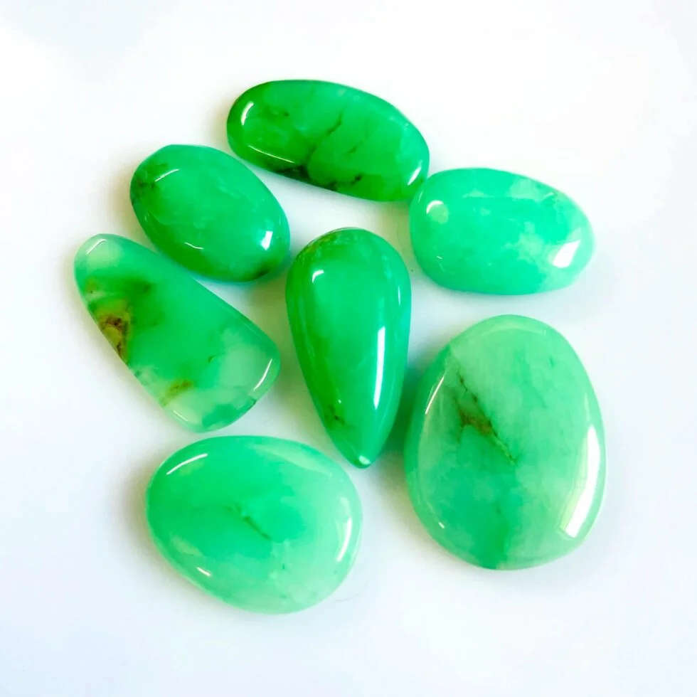 Natural Chrysoprase Loose Gemstone Cabochon for making pendent Green Chrysoprase handmade Cabs for making jewelry