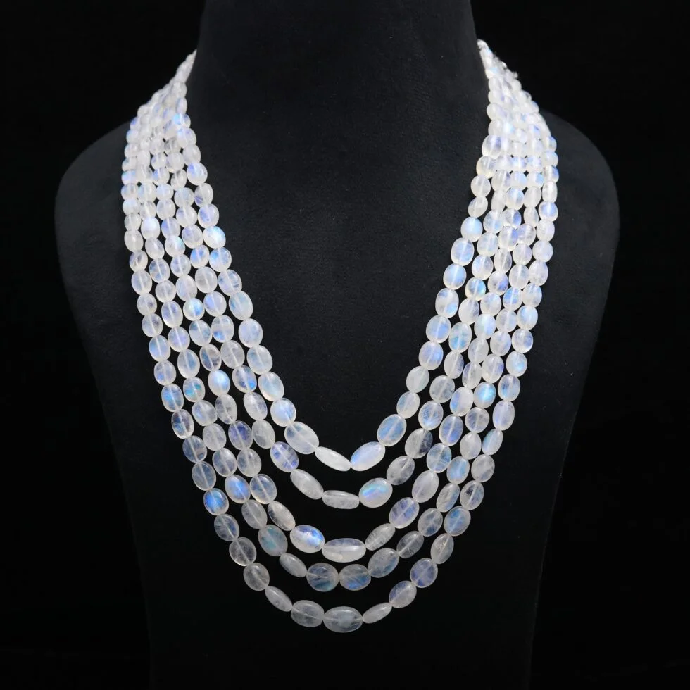 Beautiful Moonstone Beads jewelry gift for her, Natural Rainbow Moonstone Necklace jewelry Gift Smooth Beads