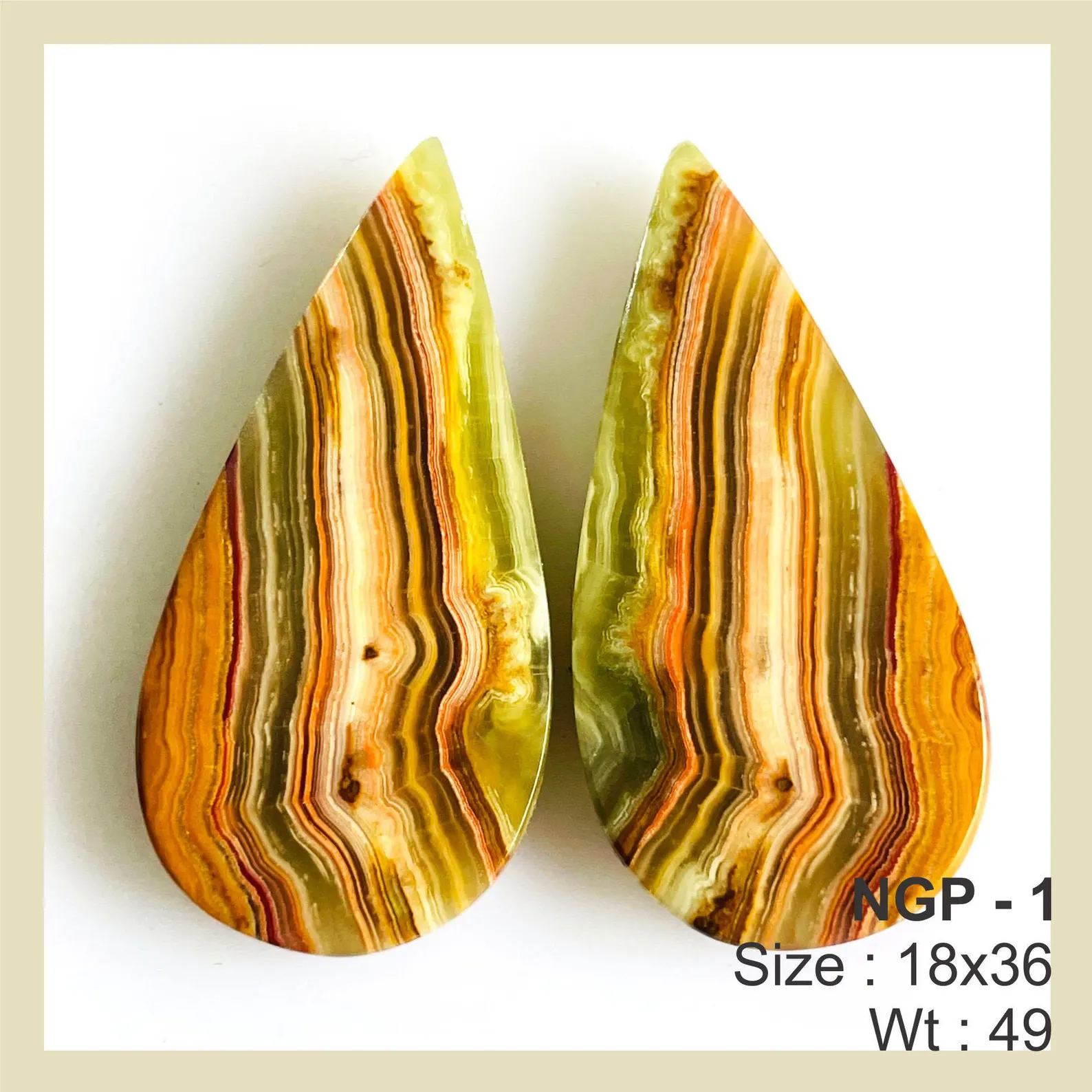 Colourful Banded Calcite Cabochon Pair for earring or craft jewelry