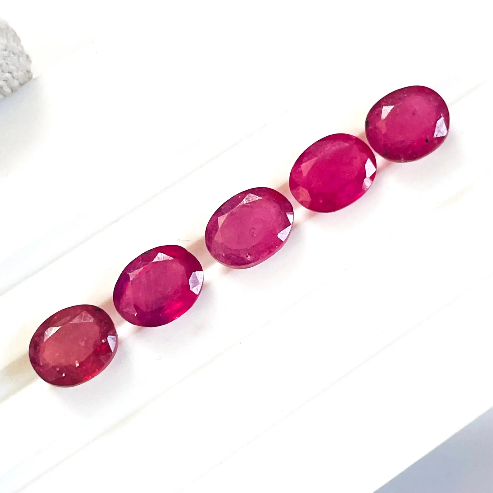 Faceted Pink Ruby gemstone cabochon for making Earrings and Fine jewelry