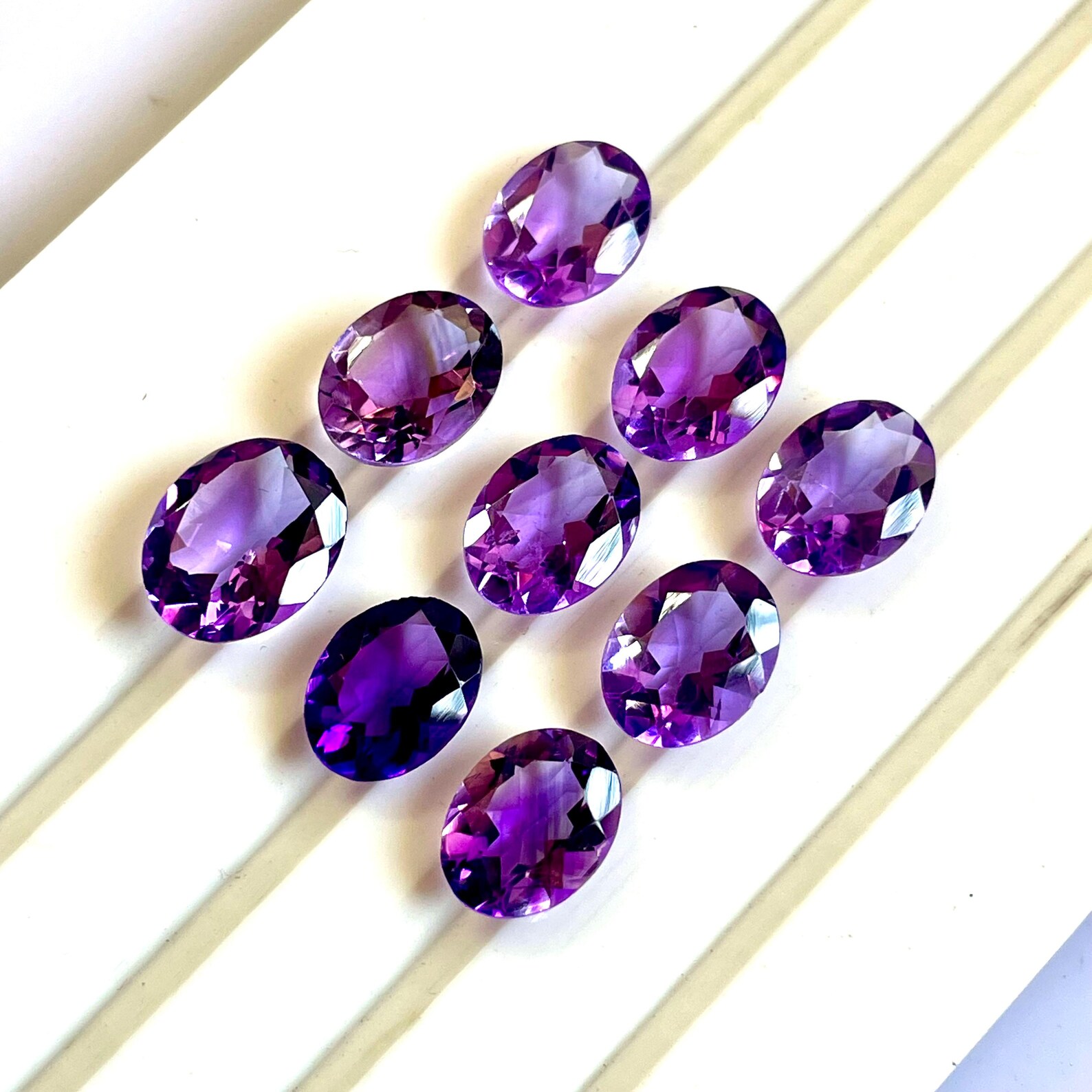 Faceted Amethyst Cabochons â€“ Purple Cut Stone for Jewelry Making