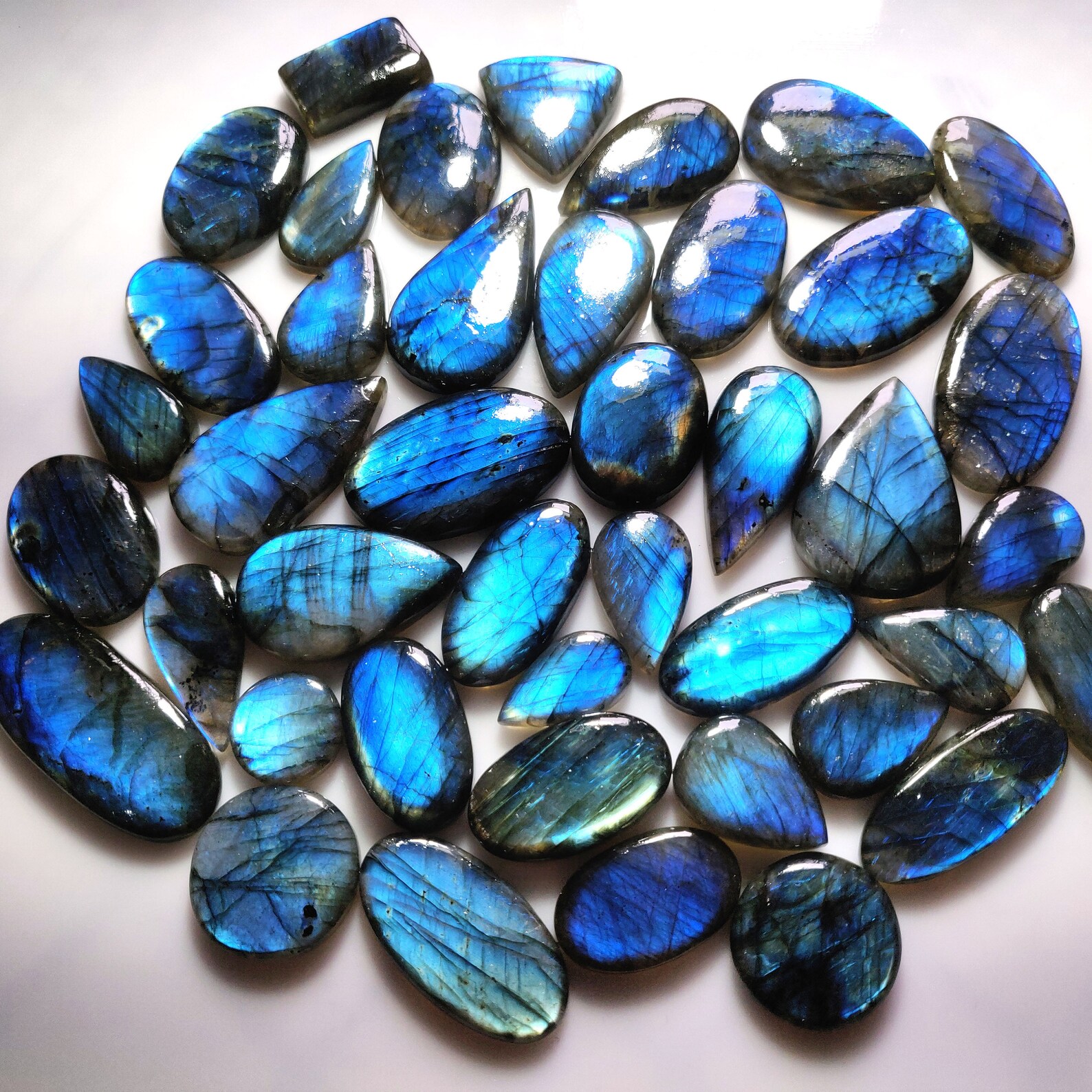 AAA Blue Labradorite Gemstone Cabochons: Handmade Polished Stones