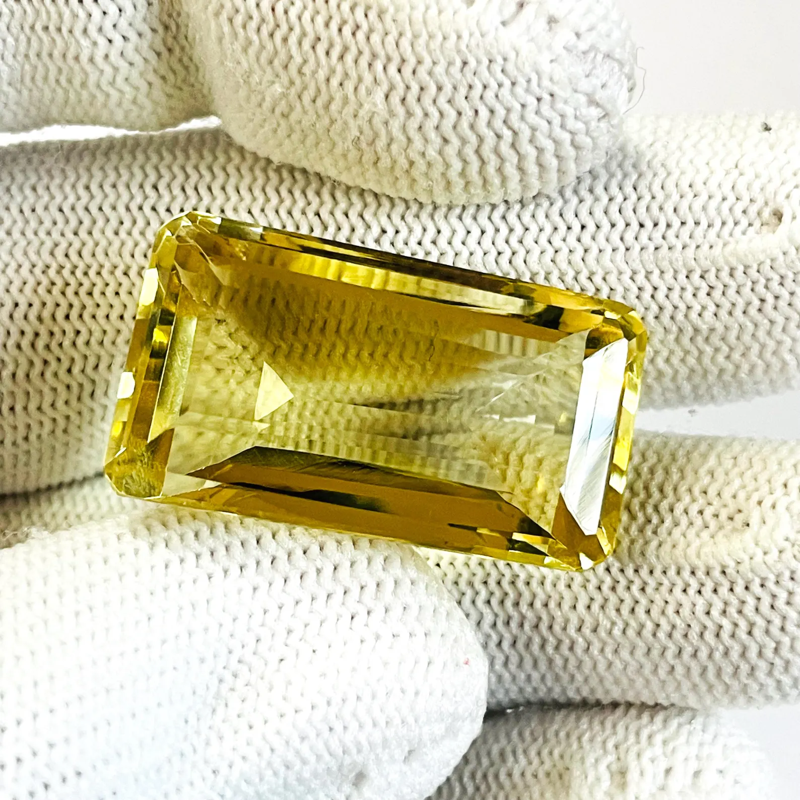 Faceted Citrine Quartz Rectangle Semiprecious Gemstone for jewelry