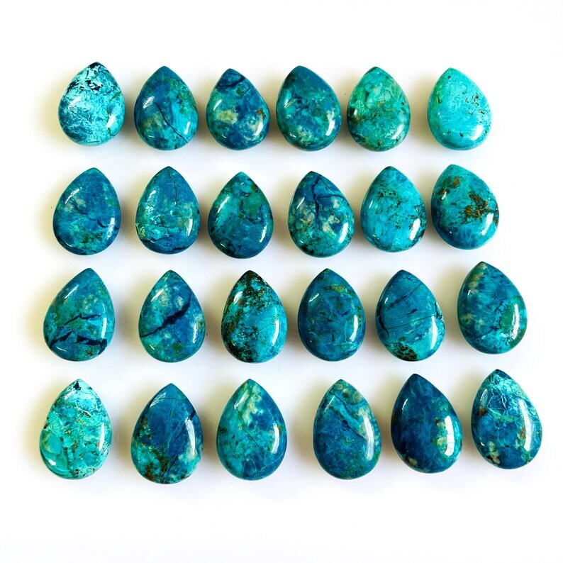 Chrysocolla Malachite Briolette Pair: Polished Gemstone Jewelry Making