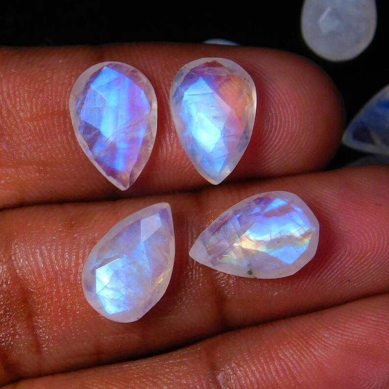 Rainbow Moonstone Pear Beads Faceted