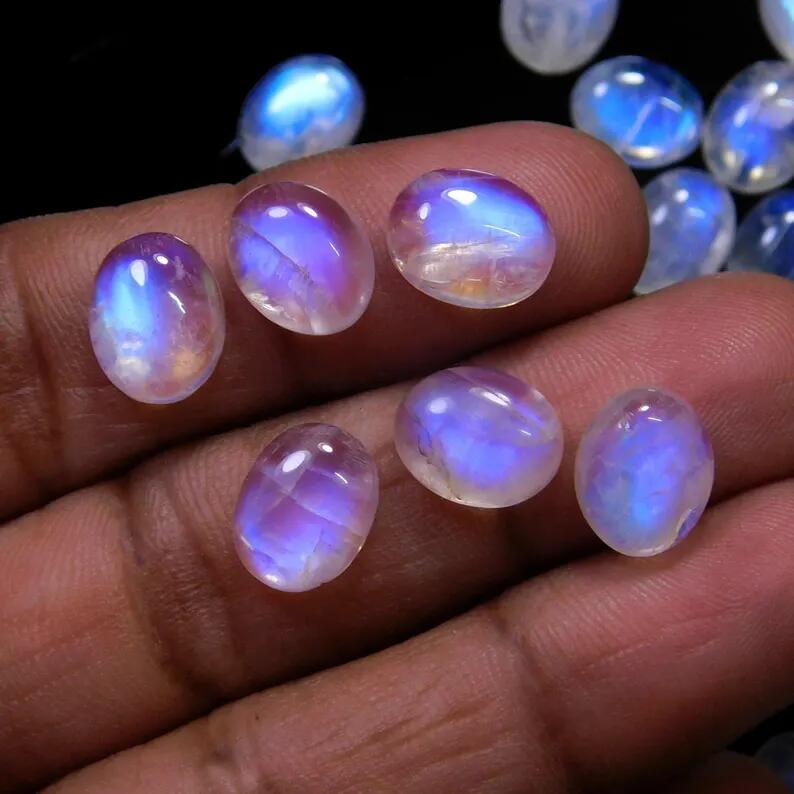 Rainbow Moonstone Oval Cabochon 8x10mm
